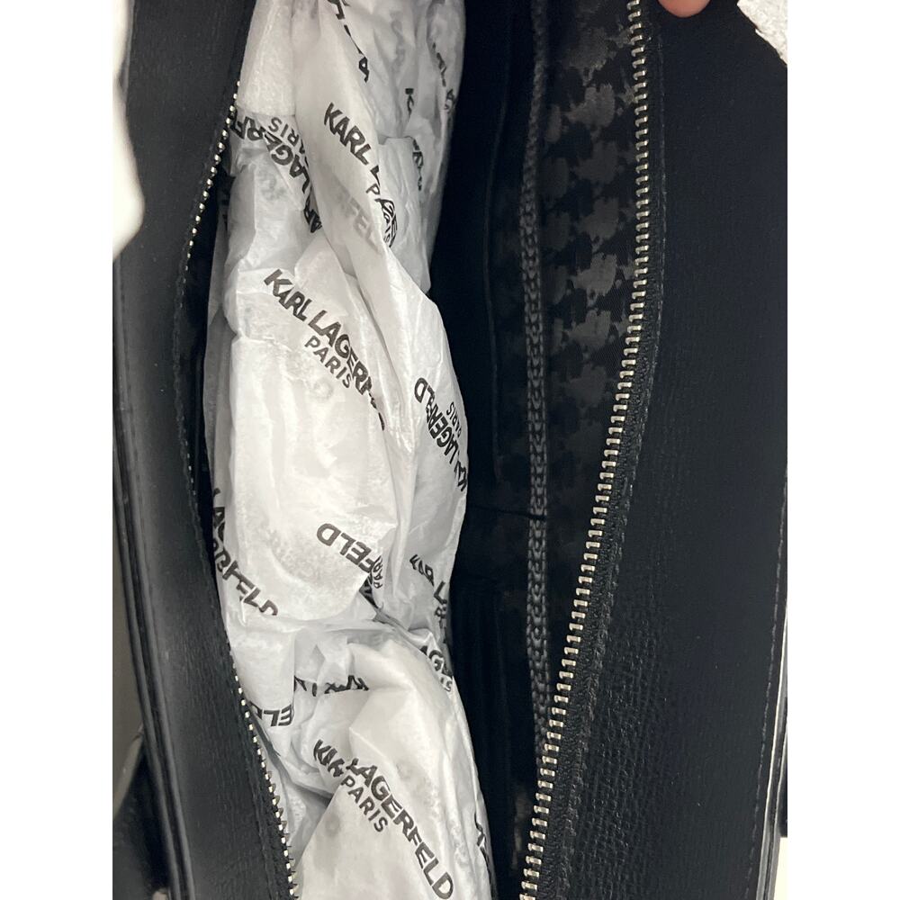 NWT Karl Lagerfeld Paris Nouveau Black White Graphic Logo Small Tote Bag Purse - Picture 6 of 8